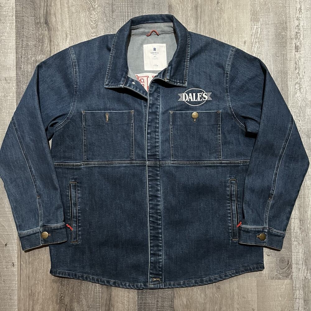Dales Pale Ale Heavy Denim Work Coat 4 Pocket Ripton & Co Big Logo Beer Jacket